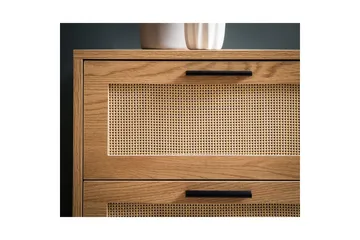 Sideboard Wohnling Melaminbelagd MDF-ekoptik, 3 lådor, 1 dörr med rottingfront Modern - Möbler - Bord & matgrupp - Avlastningsbord & sidobord - Lampbord & sidobord