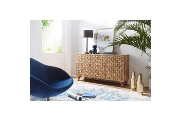 Sideboard Wohnling Rewa Solitt Trä 160 cm med Kubisk Front 2 Dörrar 3 Lådor Lantligt - Förvaring - Förvaringsmöbler - Sideboard & skänk
