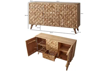 Sideboard Wohnling Rewa Solitt Trä 160 cm med Kubisk Front 2 Dörrar 3 Lådor Lantligt - Förvaring - Förvaringsmöbler - Sideboard & skänk