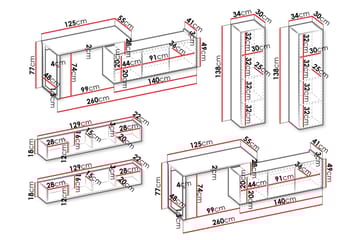 Sigmana Möbelset För Vardagsrum - Ljusgrå/Beige - Förvaring - Förvaringsmöbler - Möbelset för vardagsrum