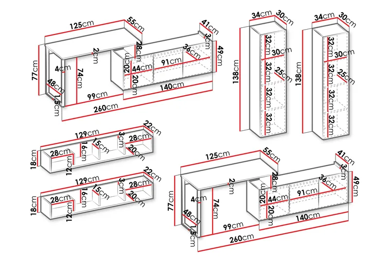 Sigmana Möbelset För Vardagsrum - Ljusgrå/Beige - Förvaring - Förvaringsmöbler - Möbelset för vardagsrum