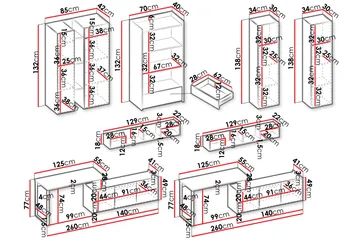 Sigmana Möbelset För Vardagsrum - Ljusgrå/Brun/Beige - Förvaring - Förvaringsmöbler - Möbelset för vardagsrum