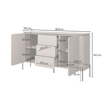 Skänk Bello 2 dörrar med 3 lådor - Förvaring - Förvaringsmöbler - Sideboard & skänk