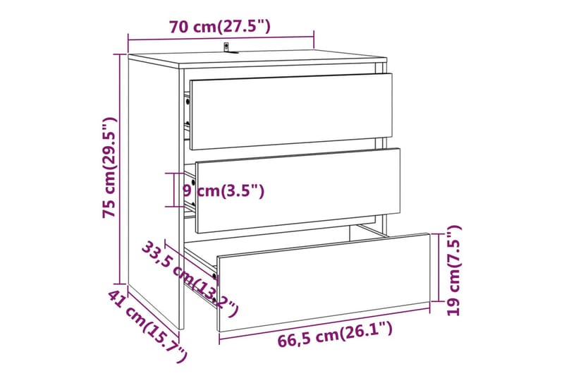 Skänk betonggrå 70x41x75 cm spånskiva - Betonggrå - Sideboard & skänk