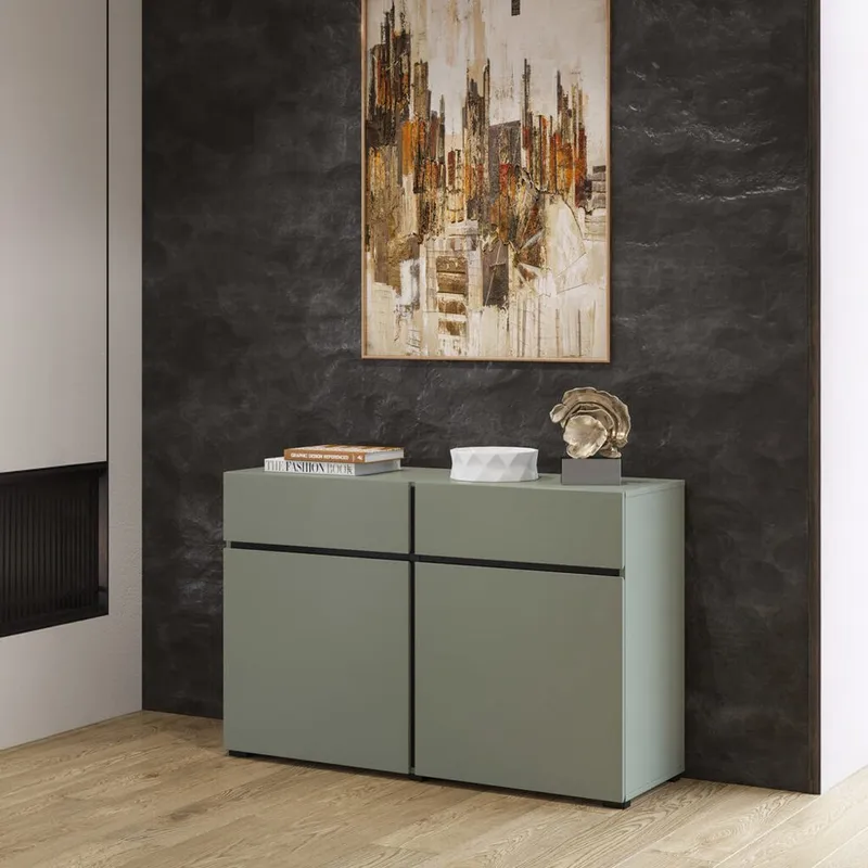 Skänk Cross 2 dörrar med 2 lådor - Grön - Svart - Förvaring - Förvaringsmöbler - Sideboard & skänk