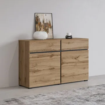 Skänk Cross 2 dörrar med 2 lådor - Wotan Ek - Svart - Förvaring - Förvaringsmöbler - Sideboard & skänk