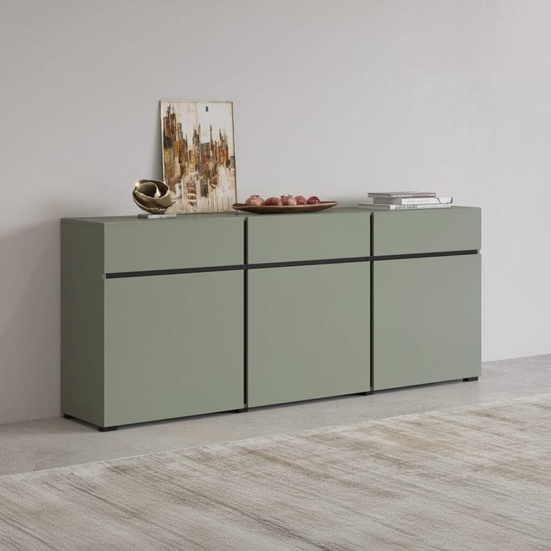 Skänk Cross 3 dörrar med 3 lådor - Grön - Svart - Förvaring - Förvaringsmöbler - Sideboard & skänk