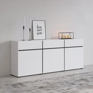 Skänk Cross 3 dörrar med 3 lådor - Vit - Svart - Förvaring - Förvaringsmöbler - Sideboard & skänk