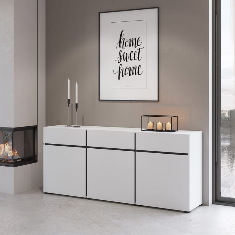 Skänk Cross 3 dörrar med 3 lådor - Vit - Svart - Förvaring - Förvaringsmöbler - Sideboard & sk änk