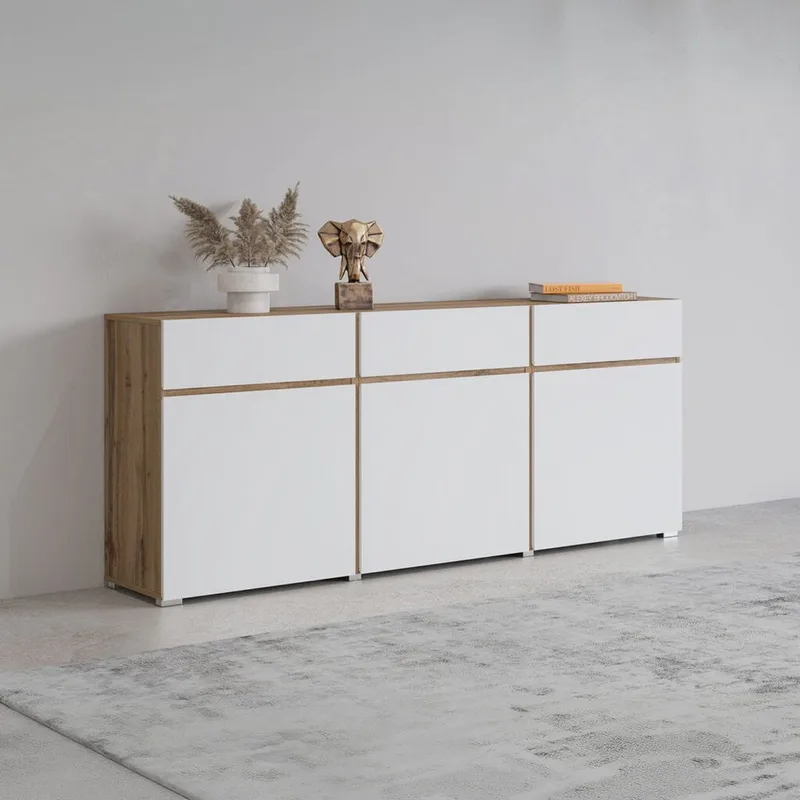 Skänk Cross 3 dörrar med 3 lådor - Vit - Förvaring - Förvaringsmöbler - Sideboard & skänk