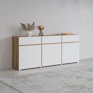 Skänk Cross 3 dörrar med 3 lådor - Vit - Förvaring - Förvaringsmöbler - Sideboard & skänk