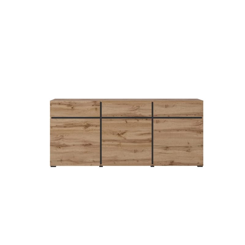 Skänk Cross 3 dörrar med 3 lådor - Wotan Ek - Svart - Förvaring - Förvaringsmöbler - Sideboard & skänk