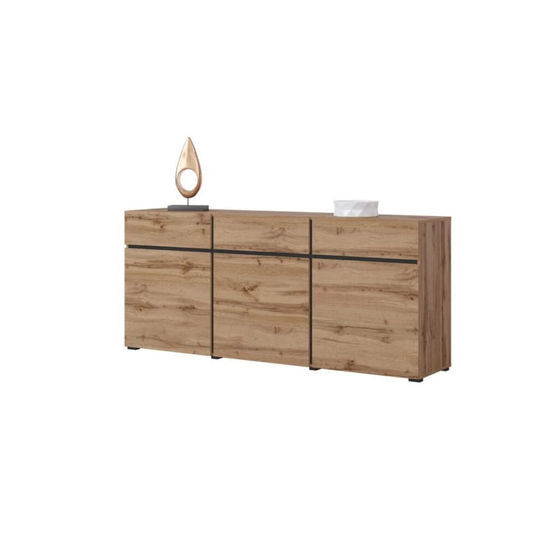 Skänk Cross 3 dörrar med 3 lådor - Wotan Ek - Svart - Förvaring - Förvaringsmöbler - Sideboard & skänk