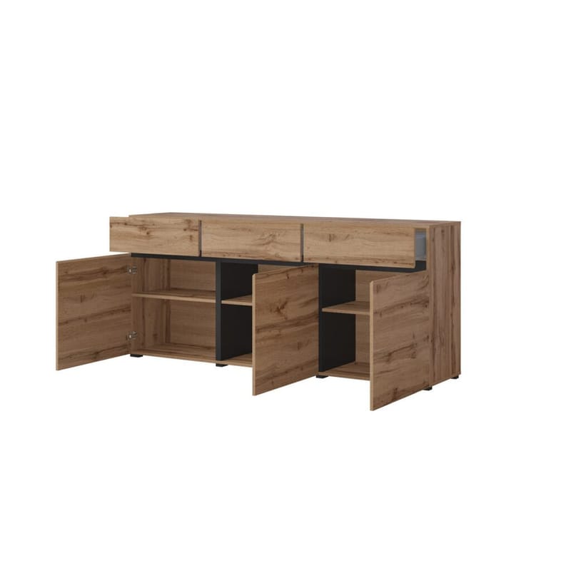 Skänk Cross 3 dörrar med 3 lådor - Wotan Ek - Svart - Förvaring - Förvaringsmöbler - Sideboard & skänk