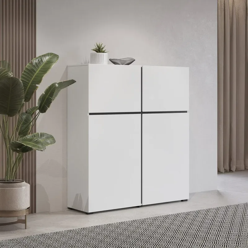 Skänk Cross 4 dörrar - Vit - Svart - Förvaring - Förvaringsmöbler - Sideboard & skänk