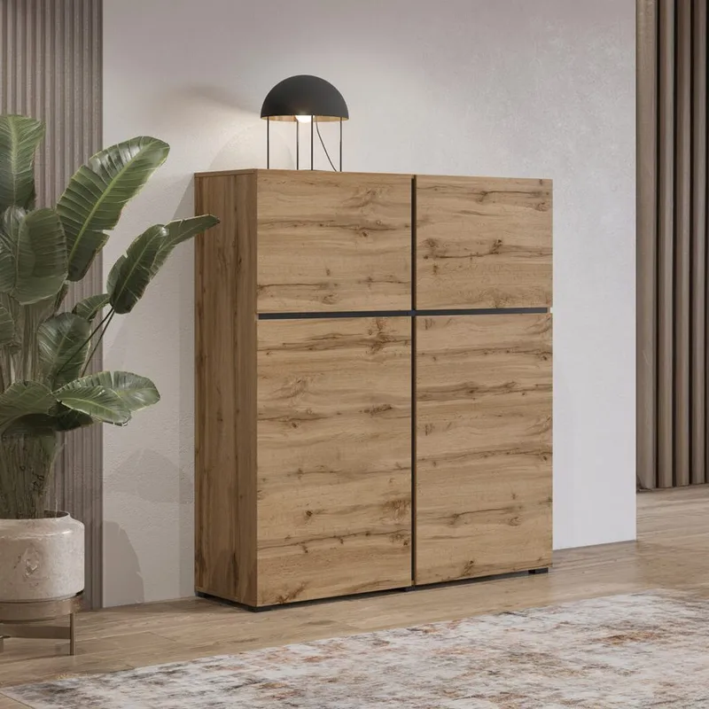 Skänk Cross 4 dörrar - Wotan Ek - Svart - Förvaring - Förvaringsmöbler - Sideboard & skänk