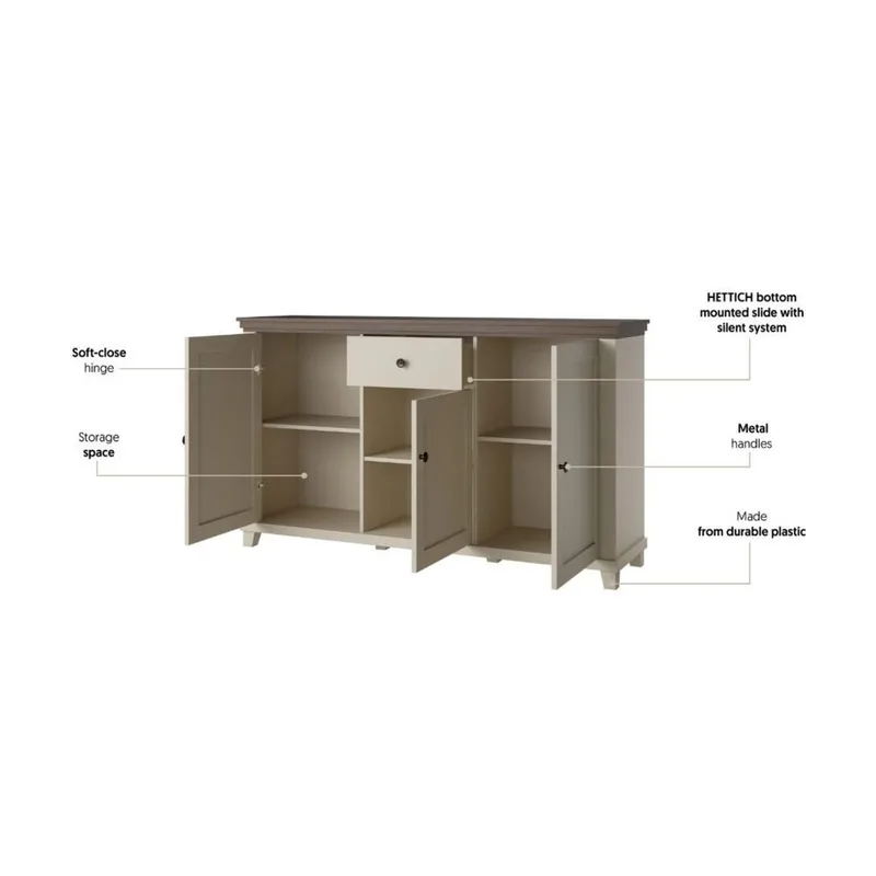 Skänk Evora 3 dörrar 1 låda - Ljus Beige - Förvaring - Förvaringsmöbler - Sideboard & skänk