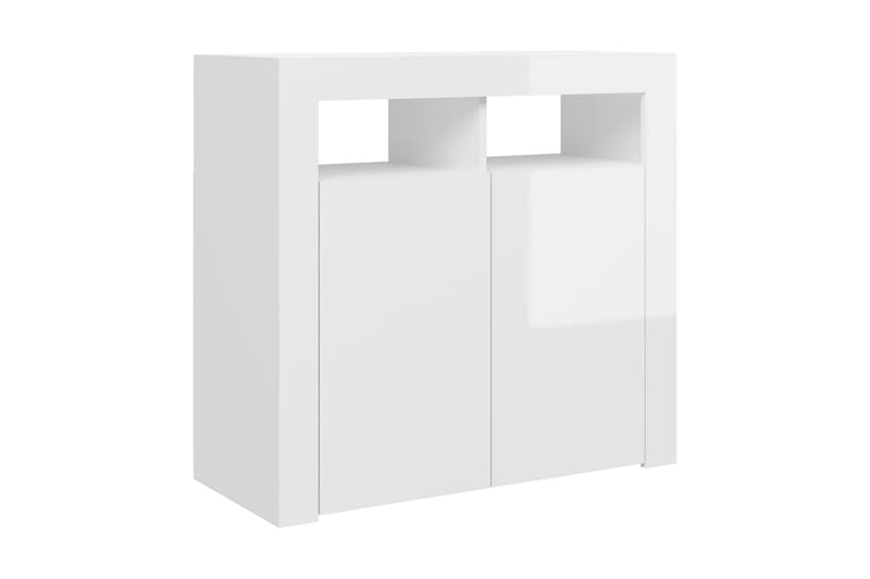 Skänk med LED-belysning vit högglans 80x35x75 cm - Sideboard & skänk