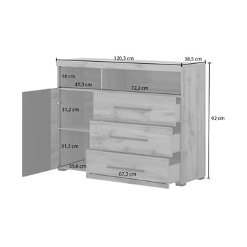 Skänk Roger 1 Dörr med 3 Lådor - Wotan Ek - Förvaring - Förvaringsmöbler - Sideboard & skänk