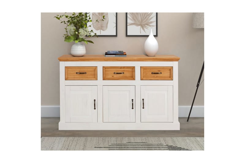 Skänk Selma 145x38x87 cm, Vit/Fläck/Vax - 145x38x87 cm, Vit/Fläck/Vax - Förvaring - Förvaringsmöbler - Sideboard & skänk