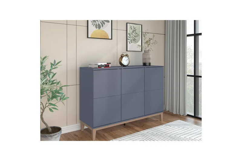 Skänk Pelle 120x41x85 cm, Grå/Wotan Ek - 120x41x85 cm, Grå/Wotan Ek - Förvaring - Förvaringsmöbler - Sideboard & skänk