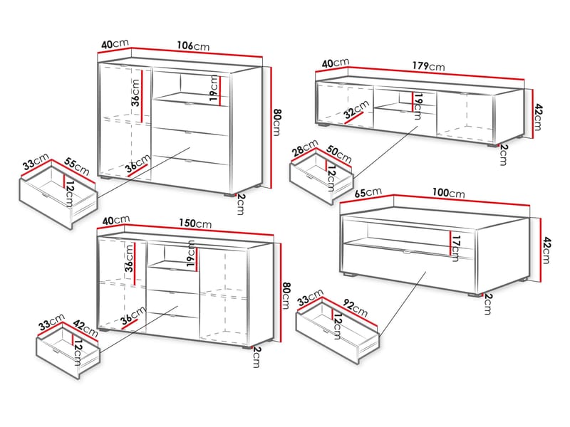 Sovren Möbelset För Vardagsrum - Brun - Förvaring - Förvaringsmöbler - Möbelset för vardagsrum