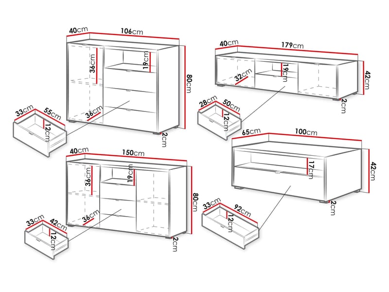 Sovren Möbelset För Vardagsrum - Brun - Förvaring - Förvaringsmöbler - Möbelset för vardagsrum