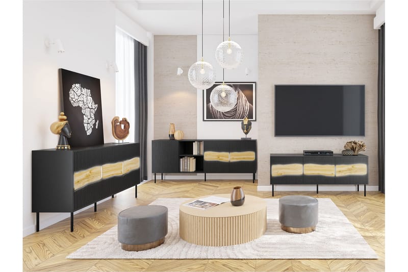 Stintino Möbelset För Vardagsrum - Beige/Brun - Förvaring - Förvaringsmöbler - Möbelset för vardagsrum