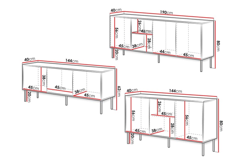 Stintino Möbelset För Vardagsrum - Beige/Brun - Förvaring - Förvaringsmöbler - Möbelset för vardagsrum
