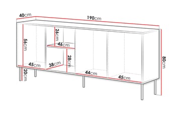 Stintino Skänk 190x40 cm - Grå - Förvaring - Förvaringsmöbler - Sideboard & skänk