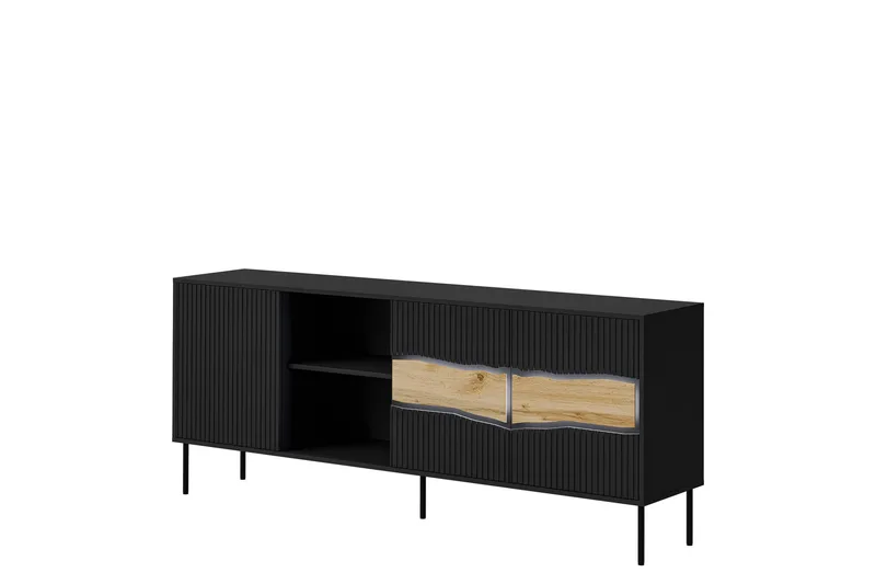 Stintino Skänk 190x40 cm, Svart/Brun