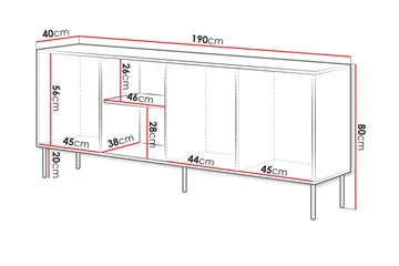 Stintino Skänk 190x40 cm - Vit/Grå - Förvaring - Förvaringsmöbler - Sideboard & skänk