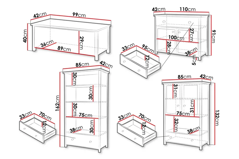 Storys Möbelset För Vardagsrum - Brun - Förvaring - Förvaringsmöbler - Möbelset för vardagsrum
