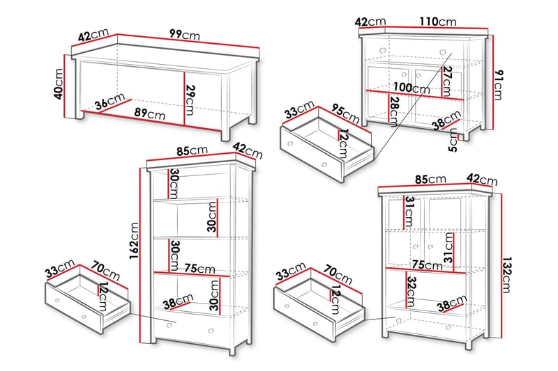 Storys Möbelset För Vardagsrum - Brun - Förvaring - Förvaringsmöbler - Möbelset för vardagsrum
