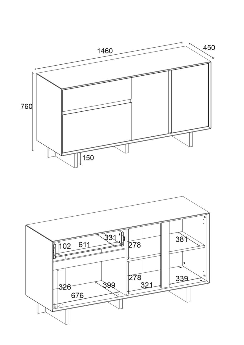 Tavon Konsol 146x76x45 cm - Milano Walnut - Förvaring - Förvaringsmöbler - Sideboard & skänk