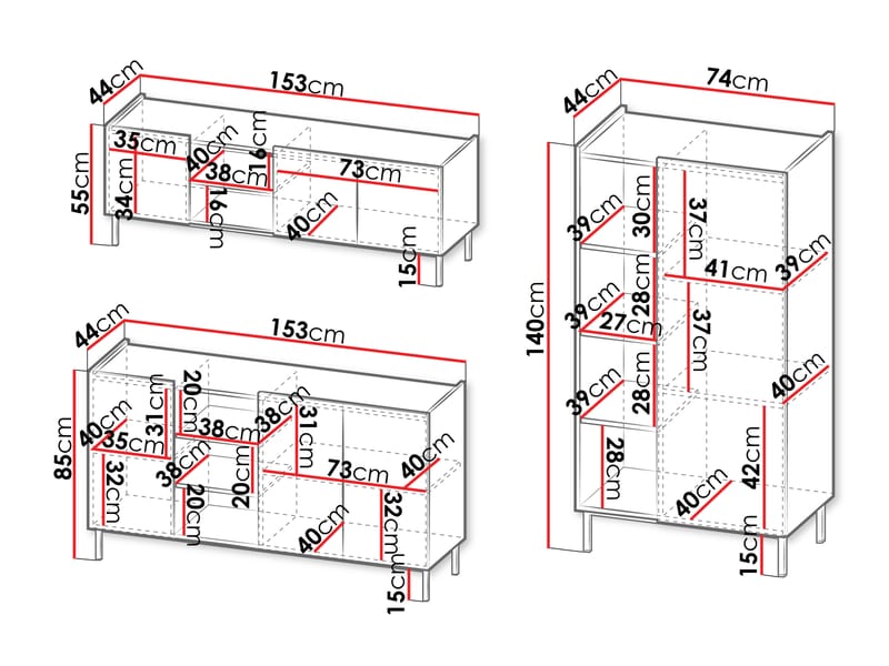 Tavrin Möbelset För Vardagsrum - Beige - Förvaring - Förvaringsmöbler - Möbelset för vardagsrum
