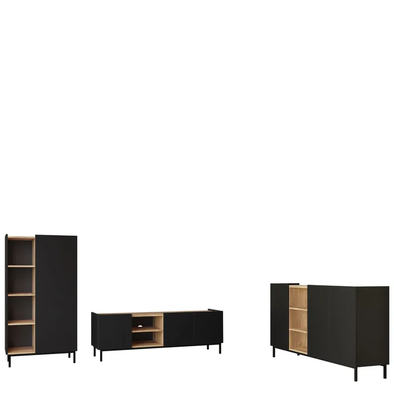 Tavrin Möbelset För Vardagsrum, Svart