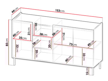 Tavrin Skänk 153x44 cm - Beige - Förvaring - Förvaringsmöbler - Sideboard & skänk