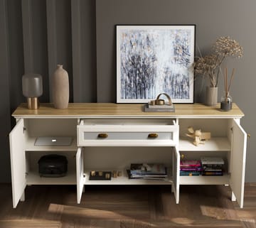 Tenora Konsolbord 202 cm - Crème, ek, grå - Förvaring - Förvaringsmöbler - Sideboard & skänk