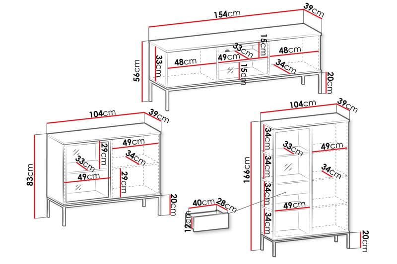 Tenorio Möbelset För Vardagsrum - Beige - Förvaring - Förvaringsmöbler - Möbelset för vardagsrum