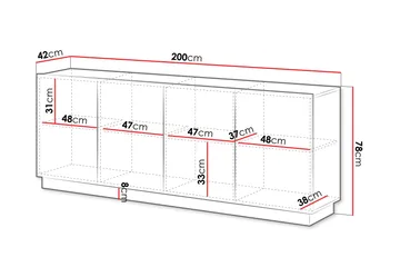 Torvalen Skänk 200x42 cm - Svart - Förvaring - Förvaringsmöbler - Sideboard & skänk