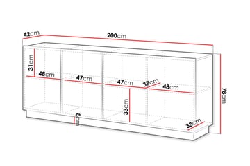 Torvalen Skänk 200x42 cm - Vit - Förvaring - Förvaringsmöbler - Sideboard & skänk