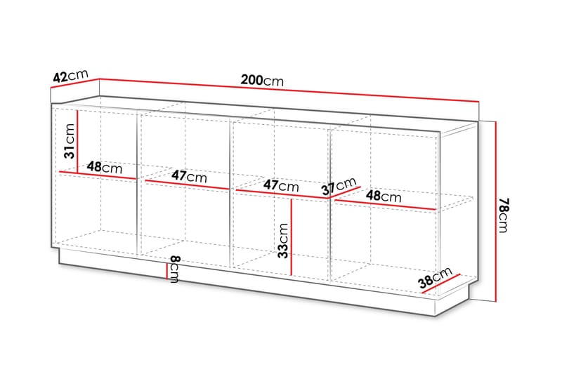 Torvalen Skänk 200x42 cm - Vit - Förvaring - Förvaringsmöbler - Sideboard & skänk