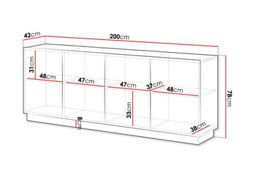 Torvalen Skänk 200x42 cm - Vit - Förvaring - Förvaringsmöbler - Sideboard & skänk