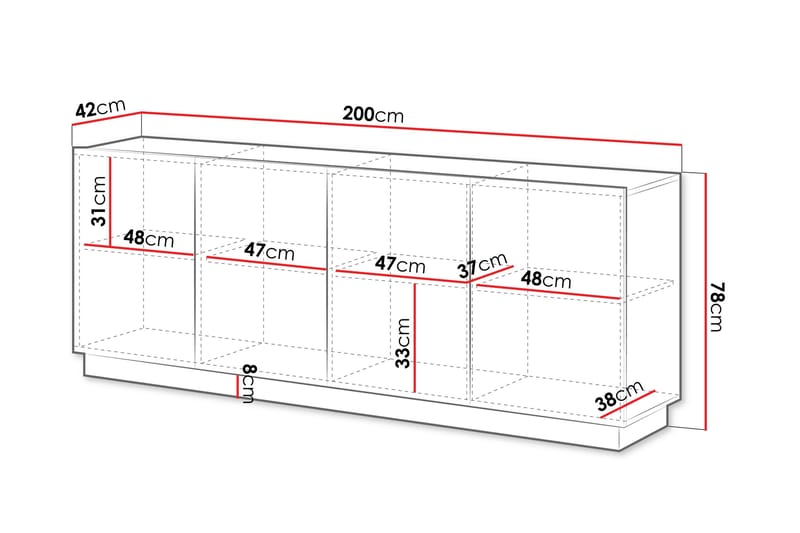 Torvalen Skänk 200x42 cm - Vit - Förvaring - Förvaringsmöbler - Sideboard & skänk