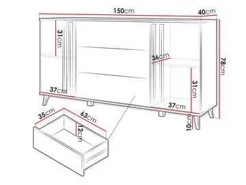 Torvos Byrå 150 cm - Svart - Förvaring - Förvaringsmöbler - Byrå