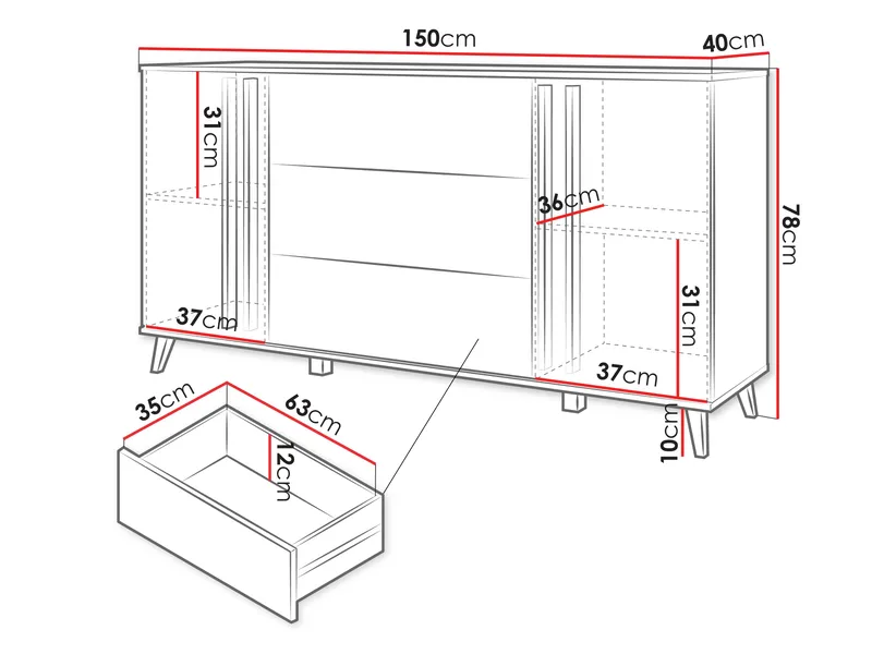 Torvos Byrå 150 cm - Svart - Förvaring - Förvaringsmöbler - Byrå