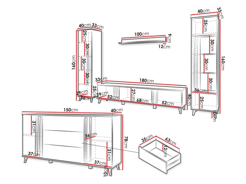 Torvos Möbelset För Vardagsrum - Beige - Förvaring - Förvaringsmöbler - Möbelset för vardagsrum
