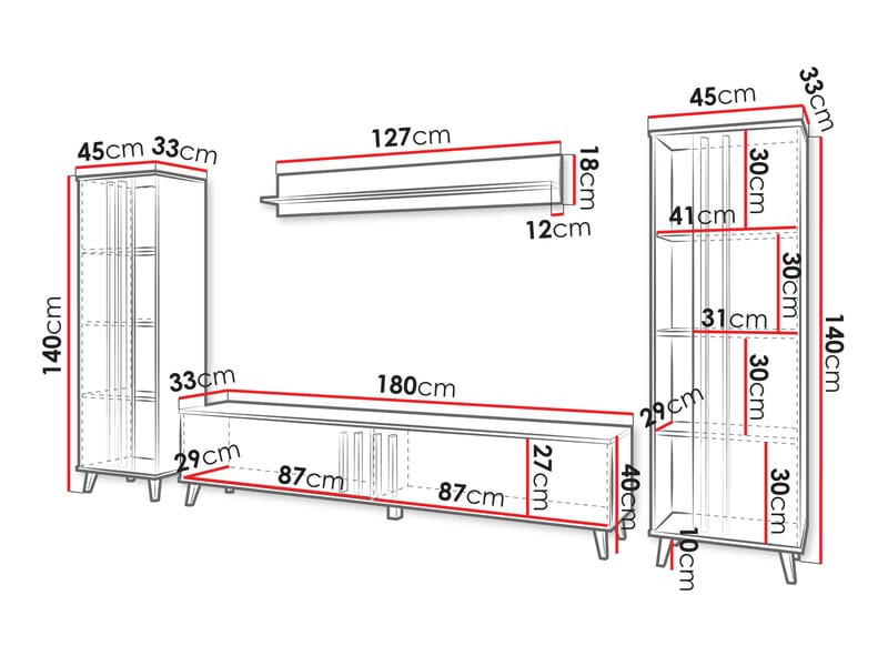 Torvos Möbelset För Vardagsrum - Beige - Förvaring - Förvaringsmöbler - Möbelset för vardagsrum