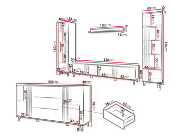 Torvos Möbelset För Vardagsrum - Brun/Svart - Förvaring - Förvaringsmöbler - Möbelset för vardagsrum